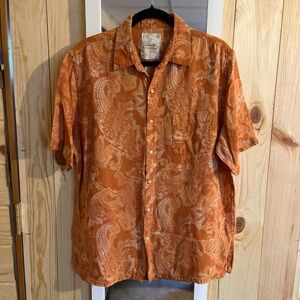 Tasso Elba Silk Line Tropical Print Button Down Shirt